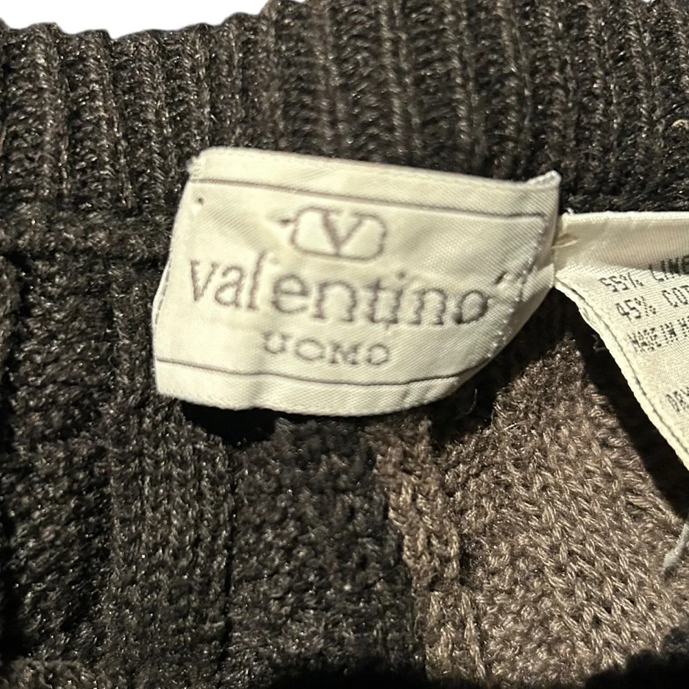 Vintage Valentino Uomo Crewneck Colorblock Linen Blend Cable Knit Sweater - Picture 5 of 9